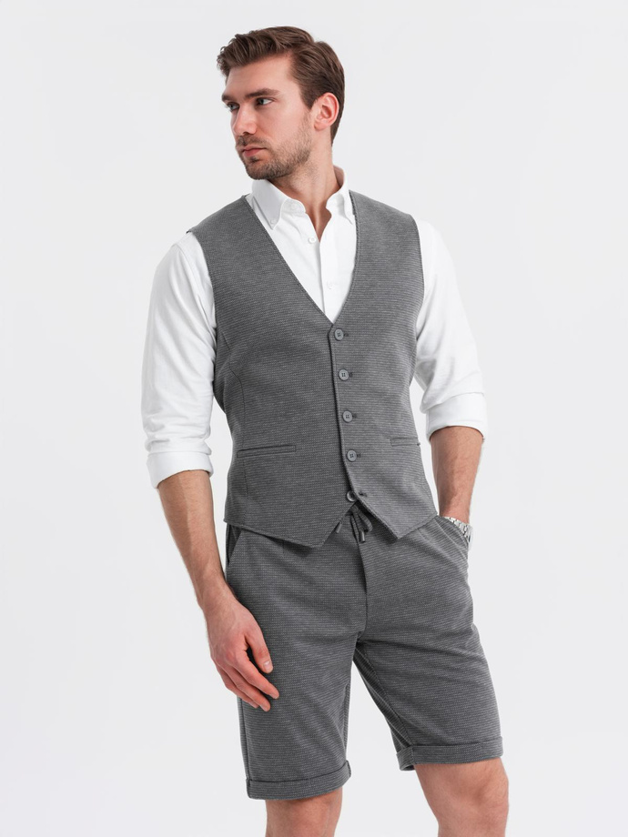Elegant men's set suit vest + shorts - graphite V3 Z112