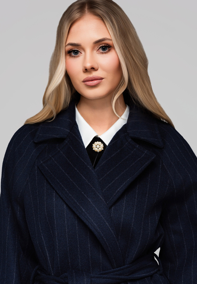Women's striped bathrobe coat LARICA OW-COLC-0105 v1 - navy blue