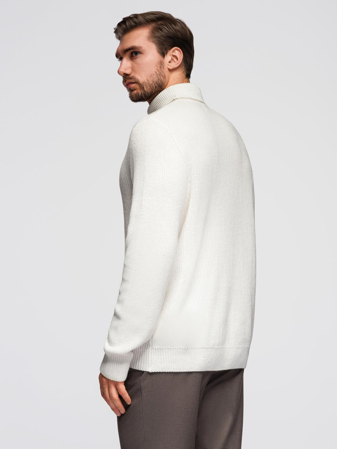 Classic men's cotton turtleneck sweater - white V3 OM-SWTN-0162