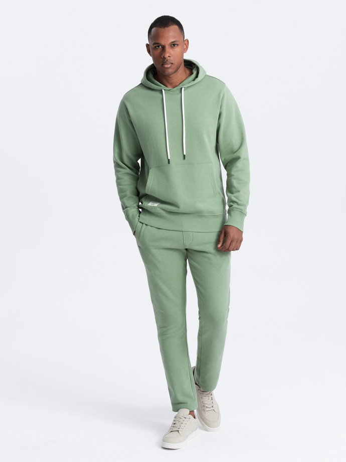 Men's tracksuit set pants + kangaroo sweatshirt - green V3 Z80