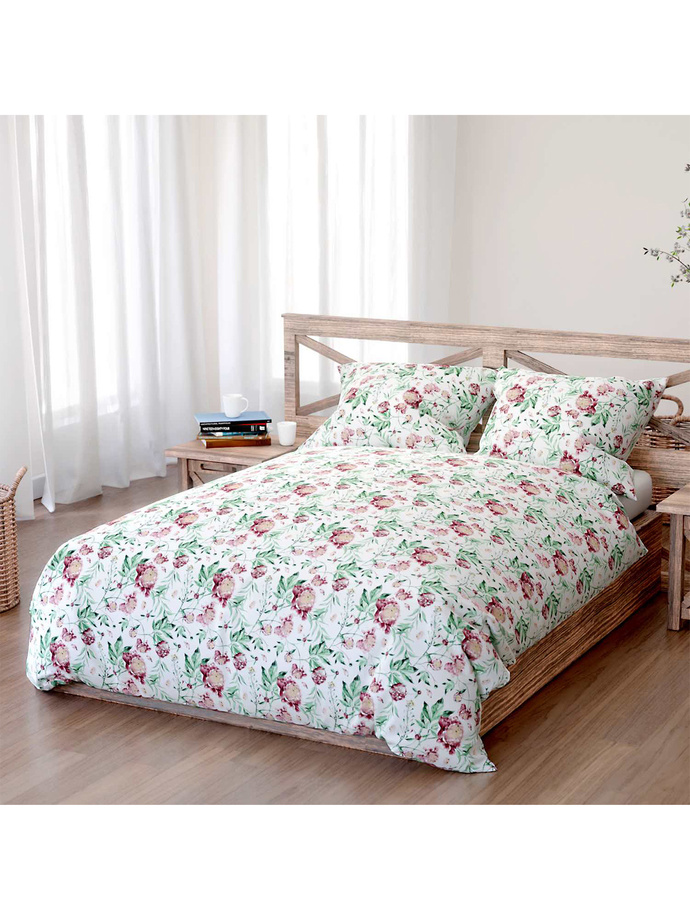 Cotton bed linen Peony A595 - white