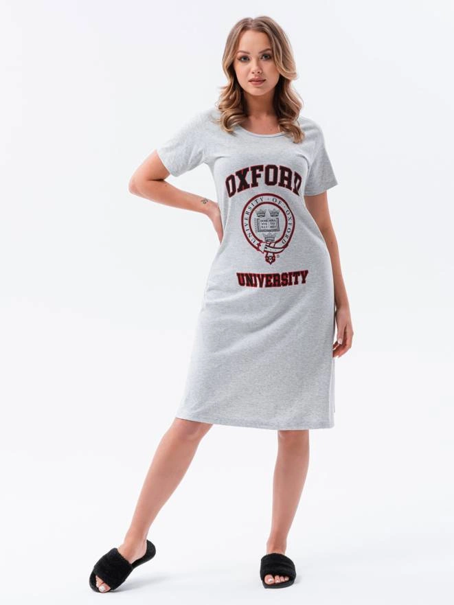 Piżama damska koszula nocna ULR125 - szara