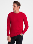 Classic men's sweater with round neckline - red V5 OM-SWBS-0106