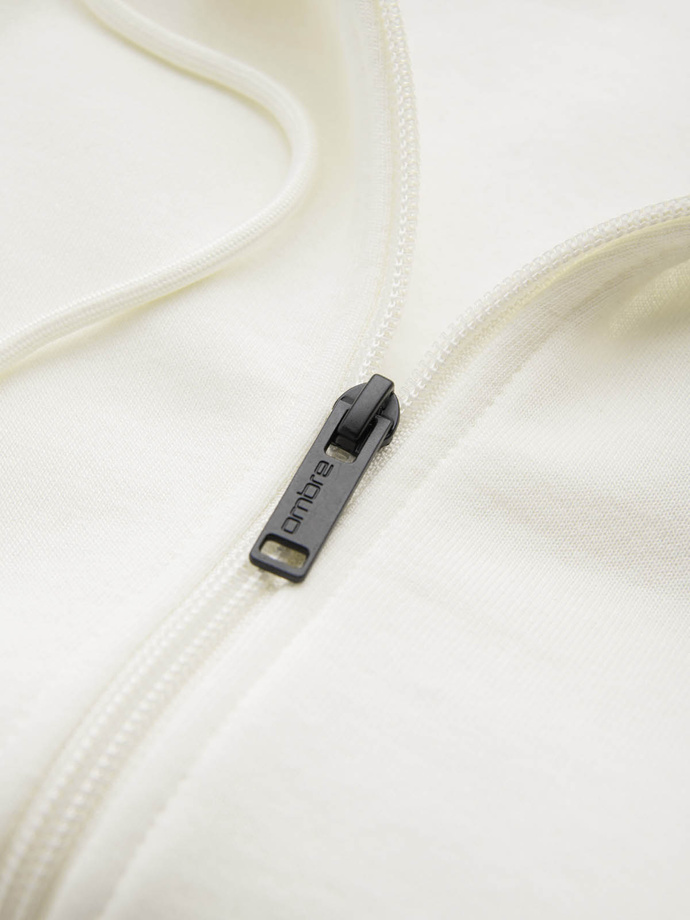 Men's unbuttoned cotton BASIC sweatshirt - cream V5 OM-SSBZ-0160