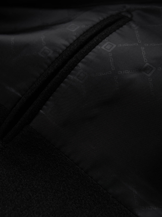 Marynarka męska casual z ozdobnymi guzikami na mankietach - czarna V3 OM-BLZB-0118