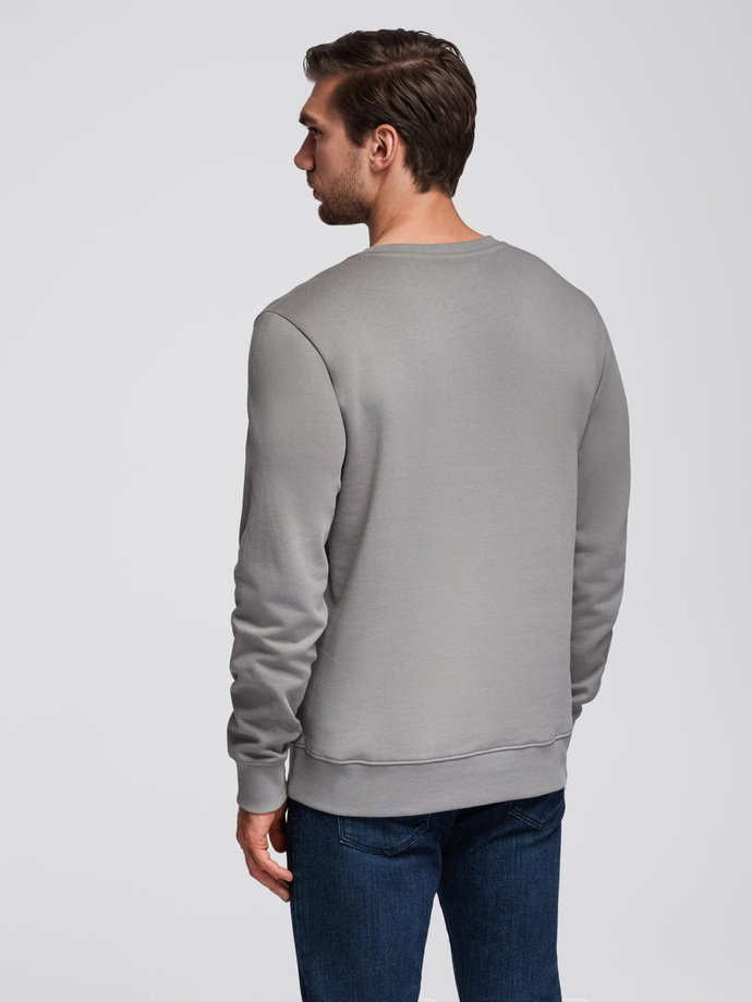 BASIC men's sweatshirt with round neckline - grey V8 OM-SSBN-0175