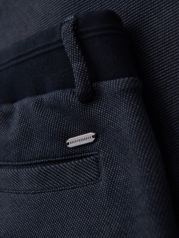 Spodnie męskie CARROT ze strukturalnej dwukolorowej dzianiny - granatowe V1 OM-PACP-0168