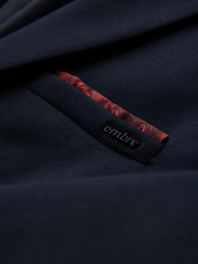 Dzianinowa marynarka męska o dopasowany kroju - granatowa V3 OM-BLZB-0100