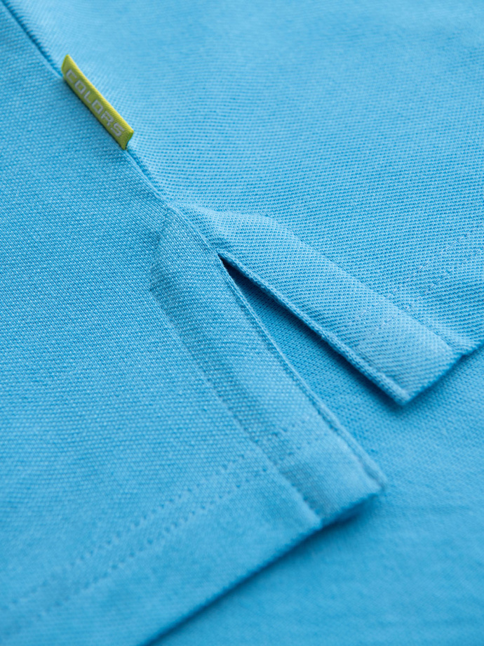 Koszulka polo z bawełnianej dzianiny pique – jasnoniebieska V3 OM-POSS-0103