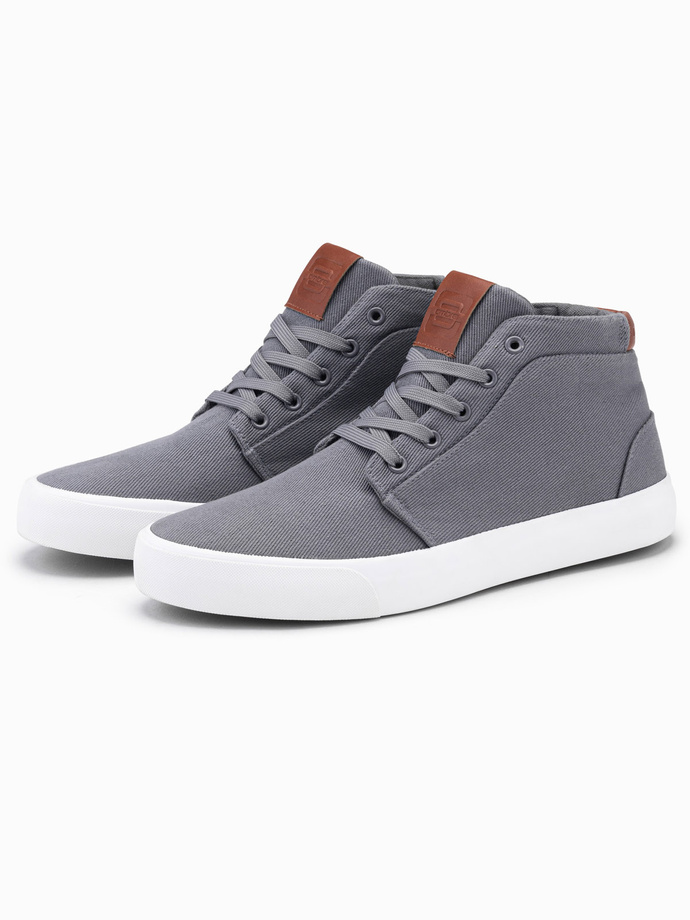 Men's high-top cotton canvas sneakers shoes - gray V3 OM-FOTH-0156