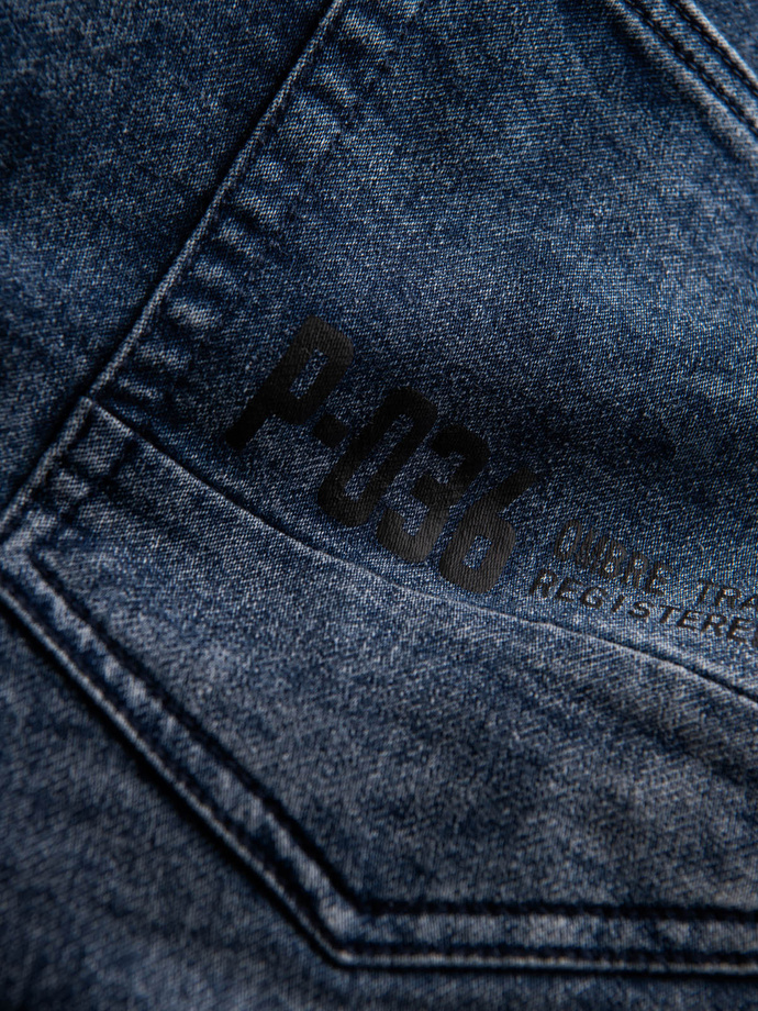 Men's marbled JOGGERS pants with stitching - blue V1 OM-PADJ-0108