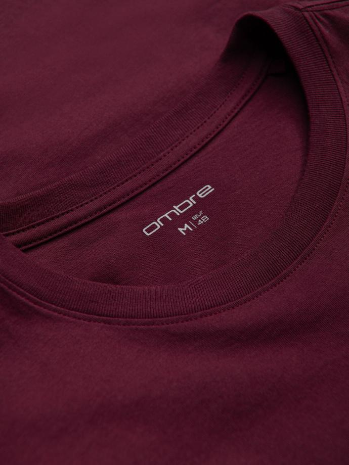 Męski t-shirt trójkolorowy bawełniany - bordowo-czarny V5 OM-TSCT-0174