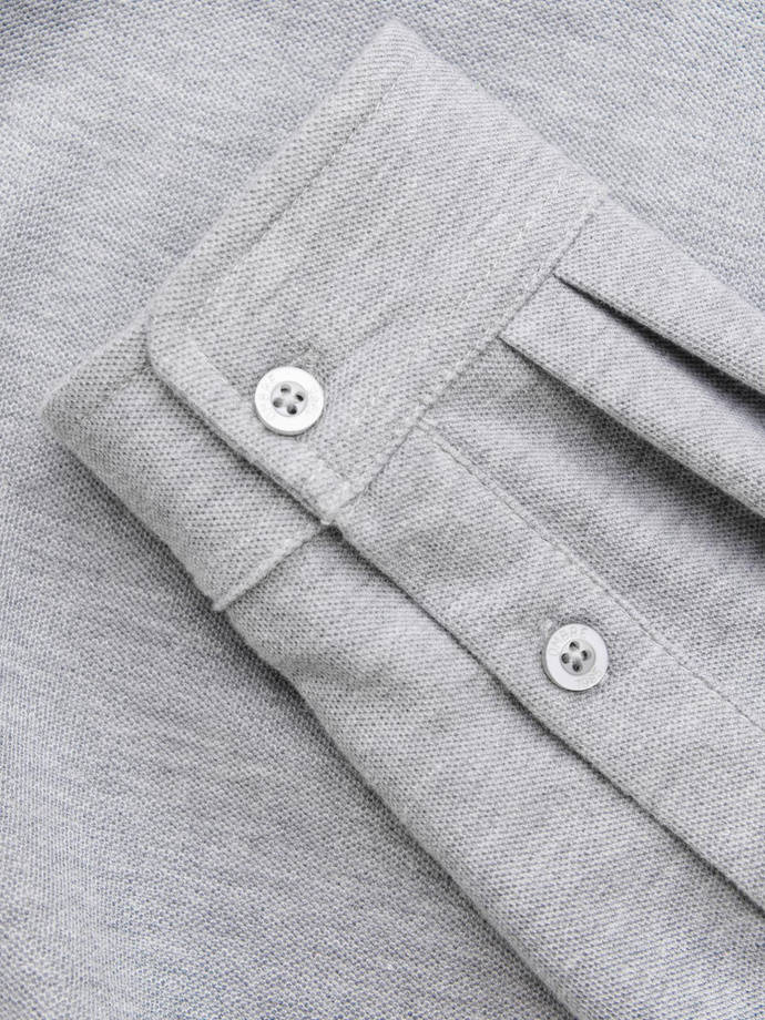 Men's long sleeve SLIM FIT knit shirt - grey V5 OM-SHCS-0177