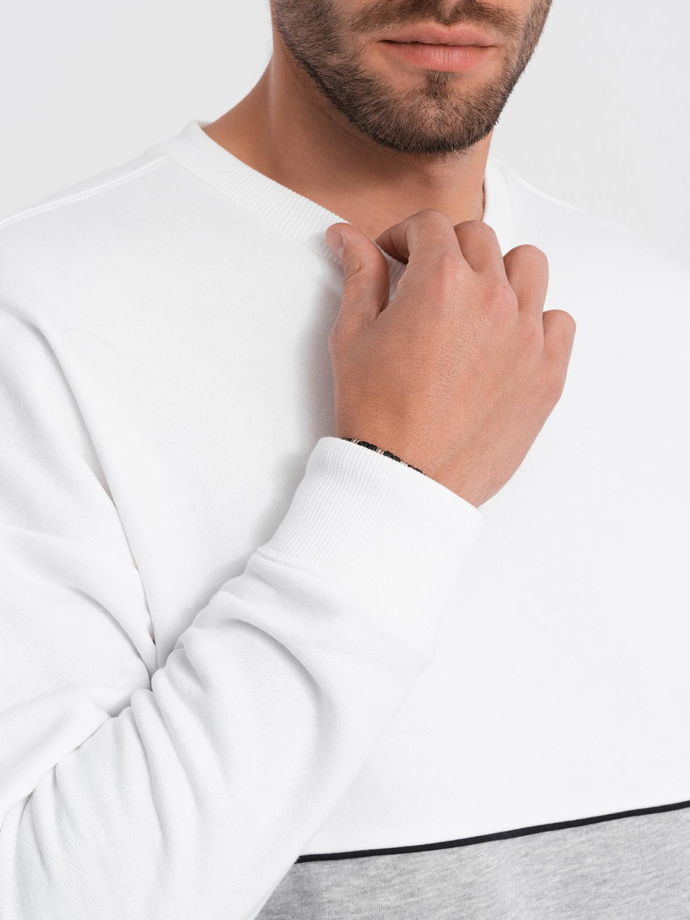 Men's OVERSIZE sweatshirt with contrasting color combination - white and gray V1 B1673