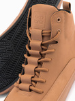Men's ankle sneaker boots with decorative tabs - brown V3 OM-FOSH-0176 