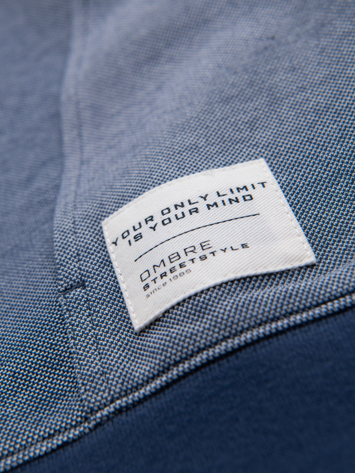 Men's soft-textured hooded sweatshirt - navy blue V2 OM-SSZP-0191