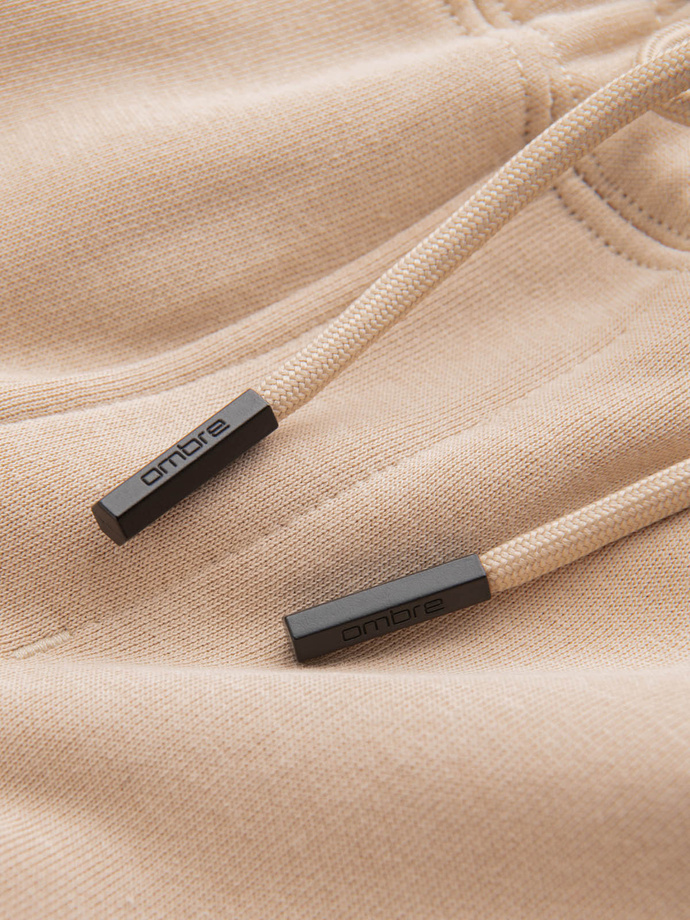 Men's BASIC cotton jogger sweatpants - beige V6 OM-PABS-0174