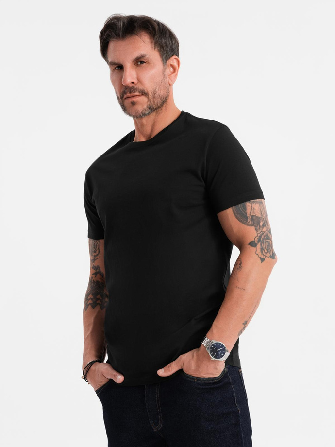 Classic BASIC men's cotton T-shirt - black V1 OM-TSBS-0236