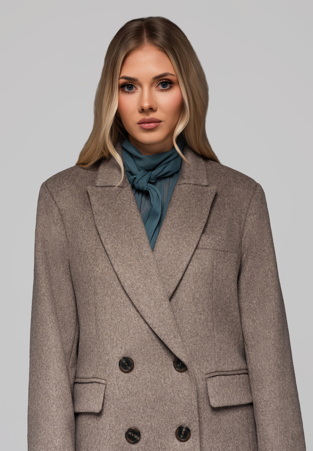 Płaszcz damski wełniany długi LARICA OW-COLC-0100 v1 - taupe
