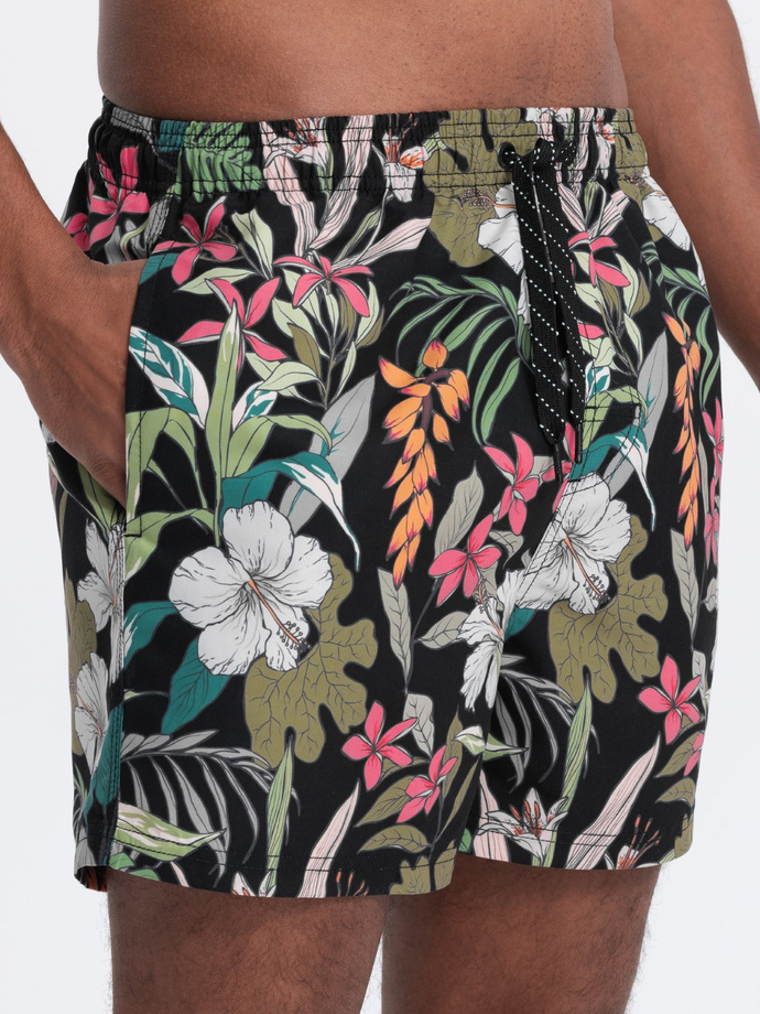 Men's floral swim shorts - black V3 OM-SRBS-0140