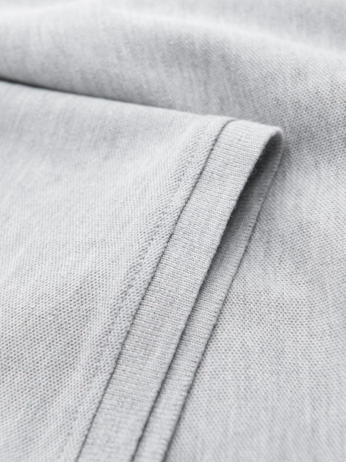 Męska koszulka polo jednokolorowa BASIC z dzianiny pique - szara V20 OM-POBS-0100