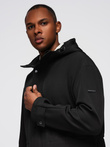 Men's parka coat with fleece lining and waist adjustment - black V2 OM-JAPJ-0314
