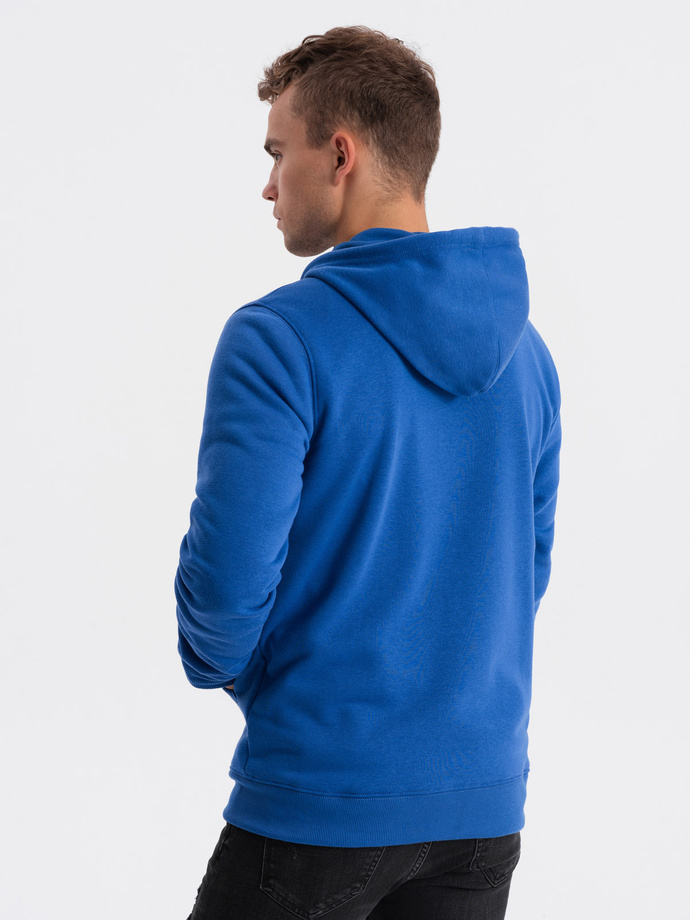 Bluza męska rozpinana z kapturem BASIC - niebieska V9 OM-SSBZ-0118