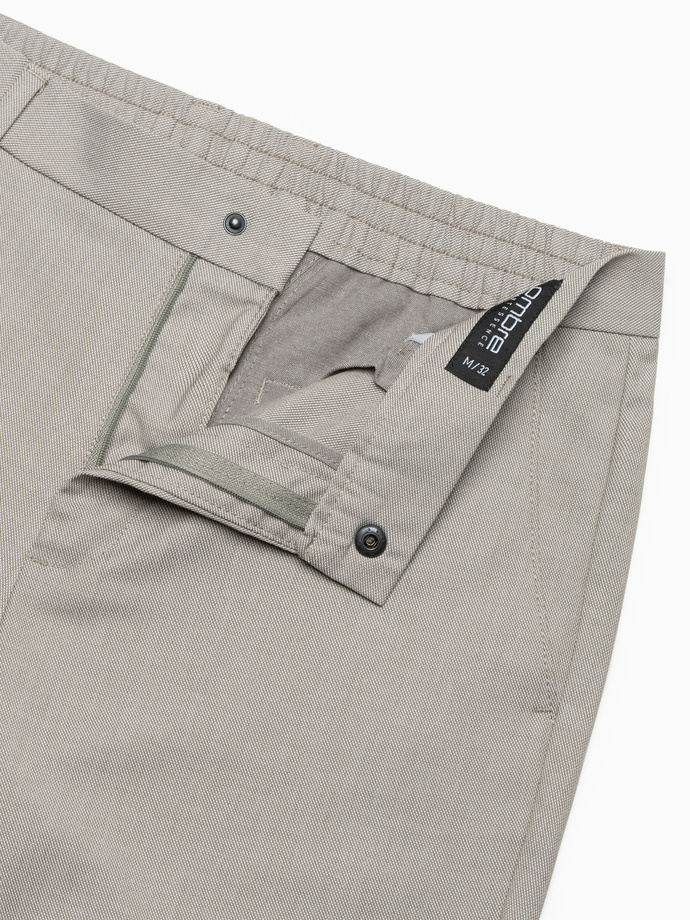 Men's REGULAR FIT chino pants with elastic waistband - gray-beige V1 OM-PACP-0157
