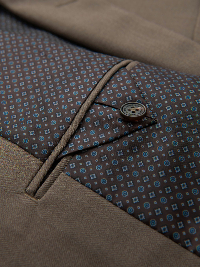 Men's elegant SLIM FIT jacket with rayon - olive V5 OM-BLZB-0135