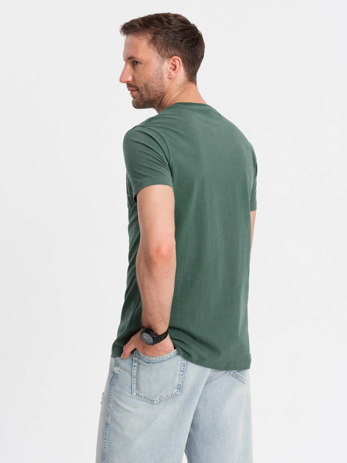 Ombre Streetstyle men's cotton t-shirt with pocket print - dark green V4 OM-TSCT-0108