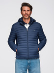 Men's classic quilted jacket with pouch option - black V7 OM-JALP-0295
