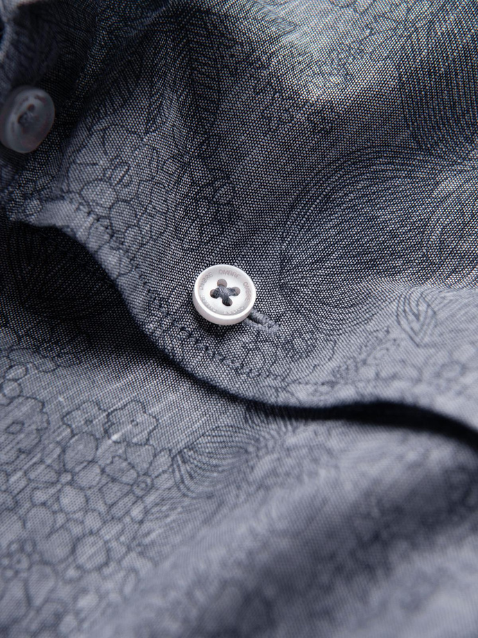 Klasyczna flanelowa męska koszula bawełniana w kwiaty - szara V3 OM-SHCS-0157