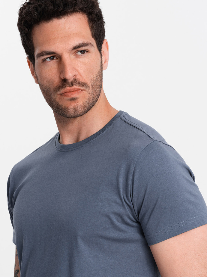 BASIC men's classic cotton T-shirt - dark blue V18 OM-TSBS-0146