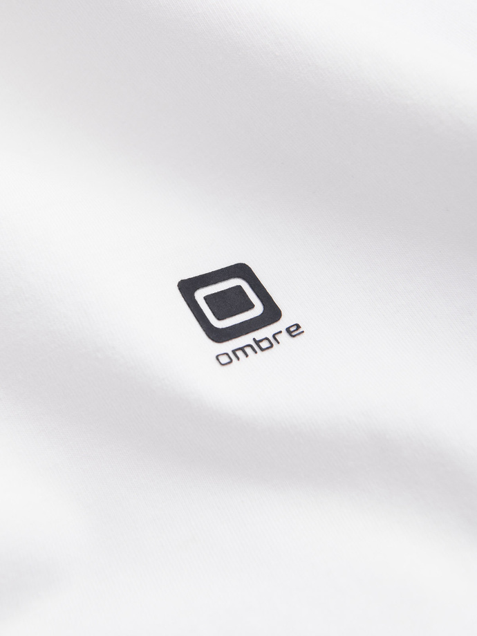Longsleeve męski z elastanem sygnowany z okrągłym dekoltem - biały V1 OM-LSCL-0102