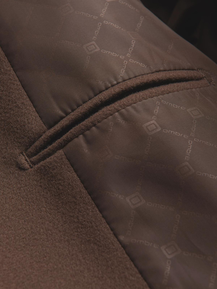 Marynarka męska casual z ozdobnymi guzikami na mankietach - jasnybrąz V2 OM-BLZB-0118