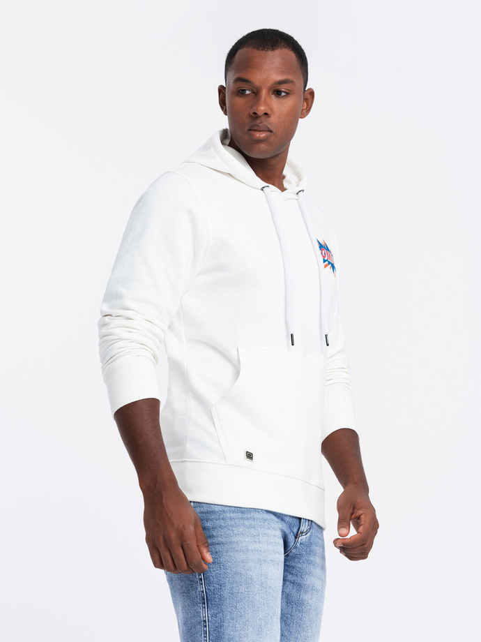 Men's hooded sweatshirt - ecru B1357