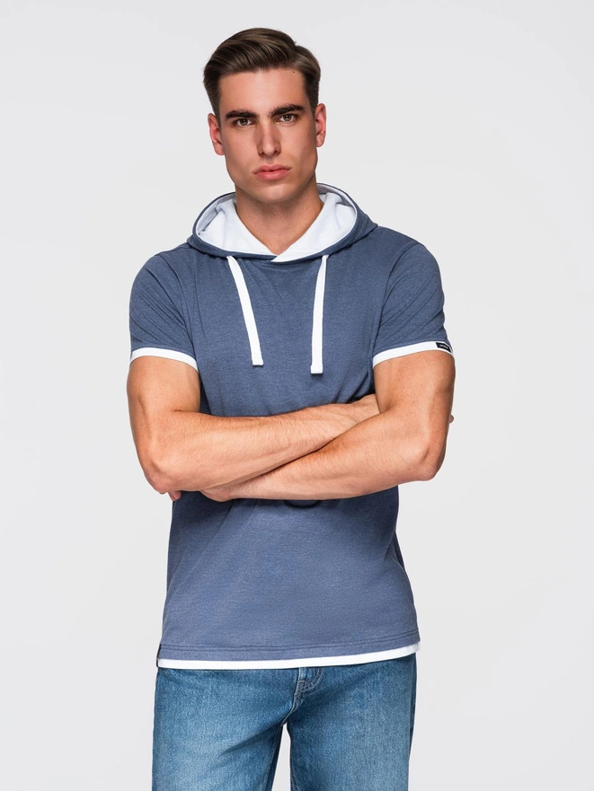 Men's SLIM FIT T-shirt with round neckline and logo - white V1 OM-TSCT-0220