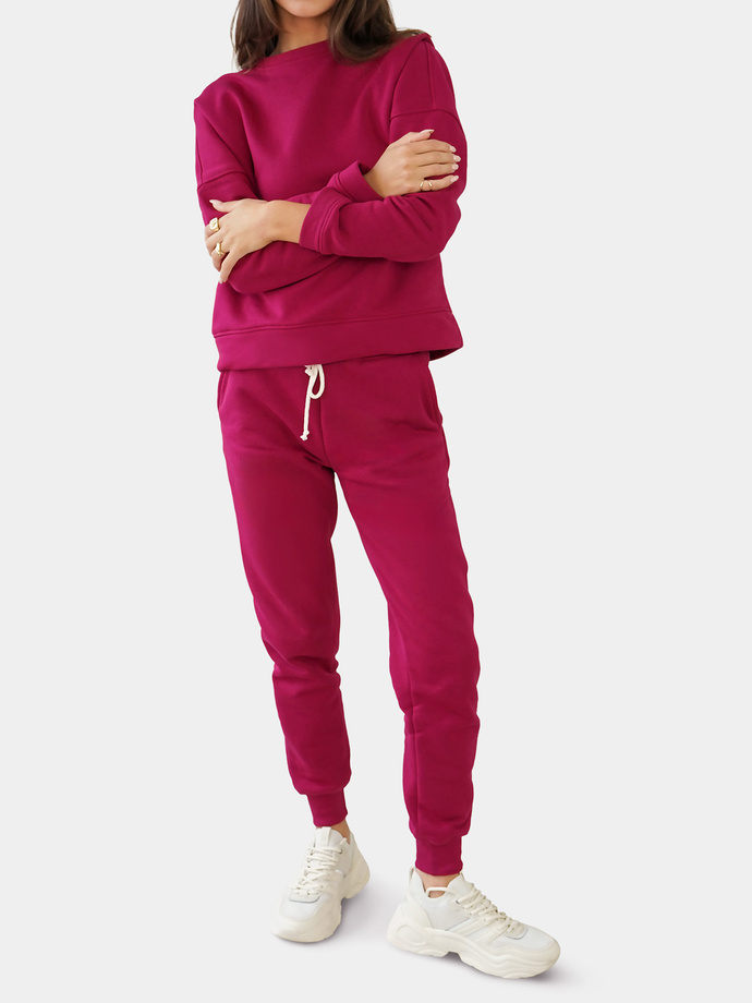 Spodnie damskie dresowe PLR275 - ciemnoróżowy