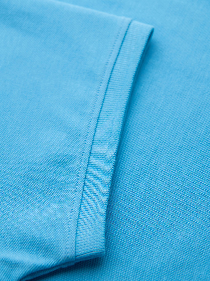 Koszulka polo z bawełnianej dzianiny pique – jasnoniebieska V3 OM-POSS-0103