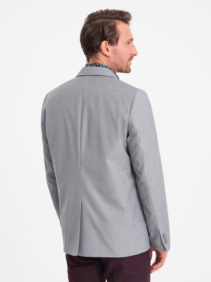 Classic men's jacket with pillowcase pocket - grey V1 OM-BLZB-0115