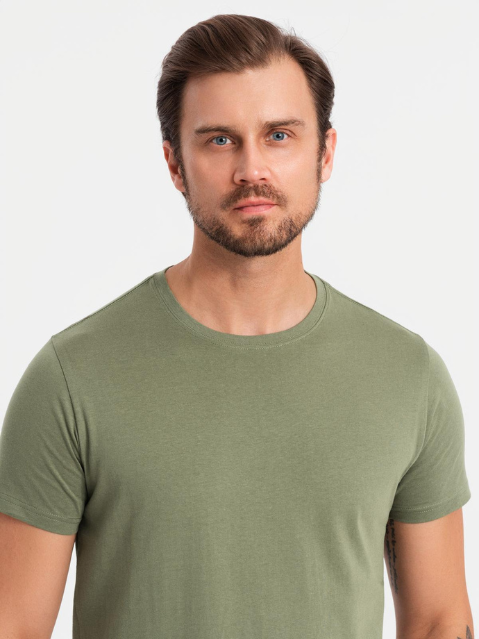 BASIC men's cotton t-shirt set with round neckline - black/green/khaki V3 OM-TSBS-0232