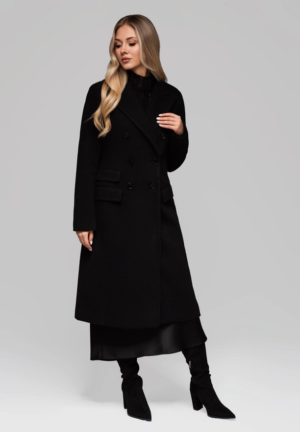 Women's double-breasted fitted coat LARICA OW-COLC-0108 v2 - black