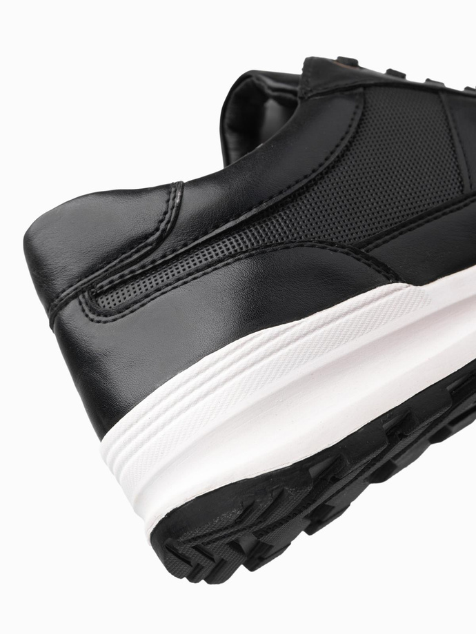 Men's eco leather sports sneakers shoes - black V2 OM-FOSL-0181