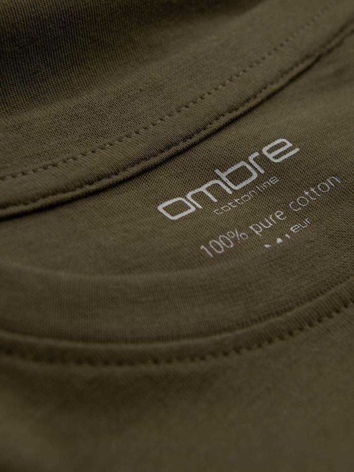 Men's BASIC longsleeve with round neckline - dark olive V7 OM-LSBL-0106