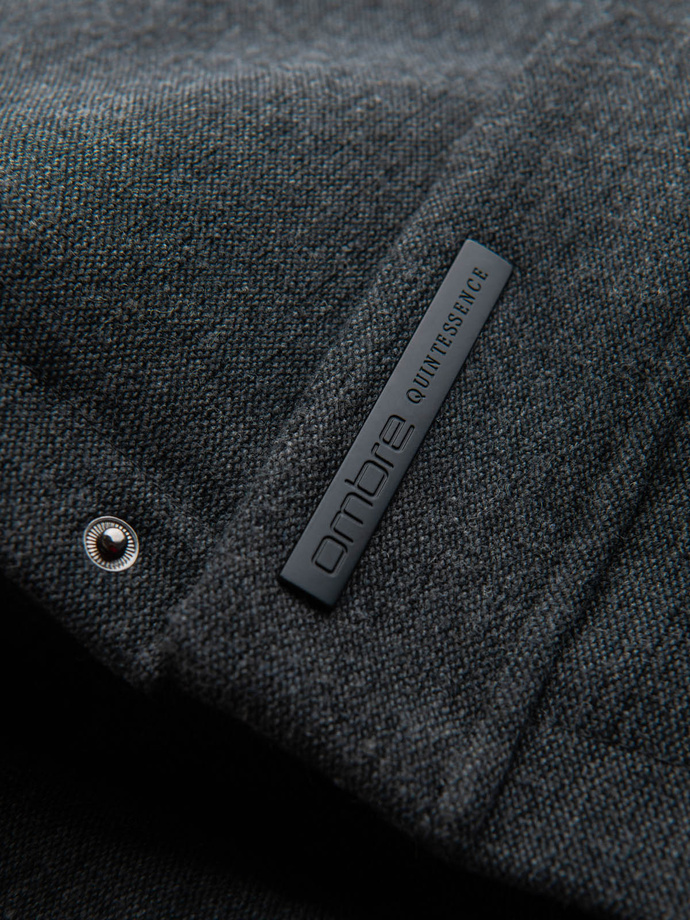 Men's winter coat with wool and quilted lining - graphite melange V1 OM-COWC-0116