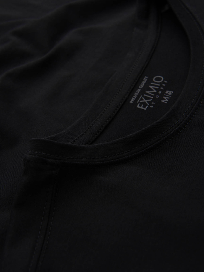 T-shirt męski SLIM FIT z elastanem i printem – czarny V1 OM-TSBC-0222