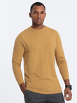 Men's BASIC longsleeve with round neckline - mustard V10 OM-LSBL-0106