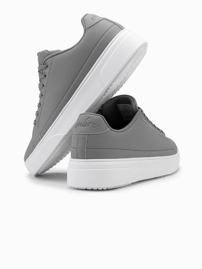 Men's eco leather sneakers shoes with thick sole - grey V4 OM-FOSL-0166