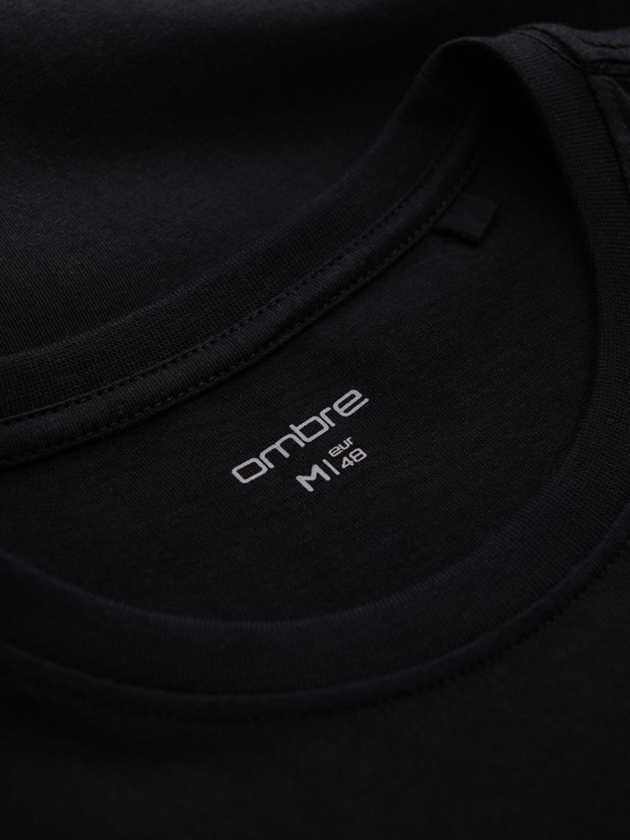 Męski bawełniany t-shirt z nadrukiem w stylu college – czarny V2 OM-TSPT-0137