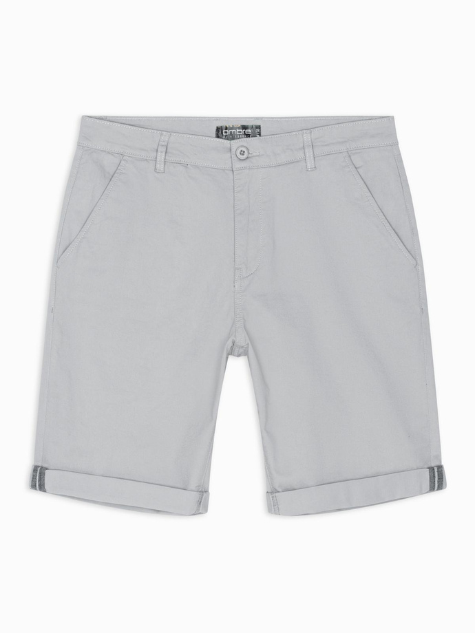 Men's classic chino shorts with rolled up leg - grey V12 OM-SRCS-0197